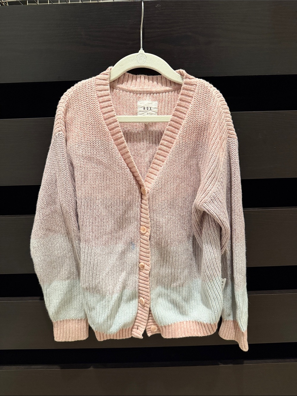 Hux Girls Size 7 Oversized Pink Gradient Knit Cardigan